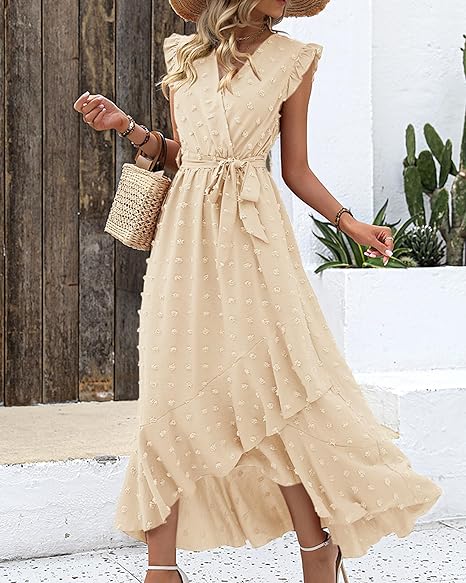 Faltenrock Kleid Damen Elegant Midi Casual