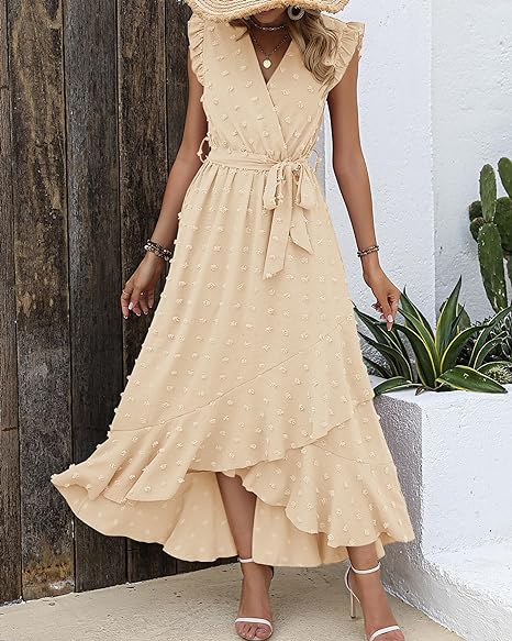 Faltenrock Kleid Damen Elegant Midi Casual