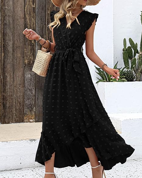 Faltenrock Kleid Damen Elegant Midi Casual