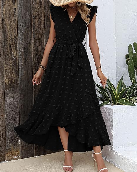 Faltenrock Kleid Damen Elegant Midi Casual