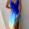 Maxikleid Damen Figurbetont Sommer Tropischer Druck