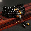 Mala-Armband Damen Unisex Schwarz Obsidian Tigerauge Spiritual