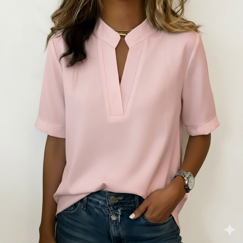 Bluse Damen Elegant Sommer Casual Raffinierter Kragen