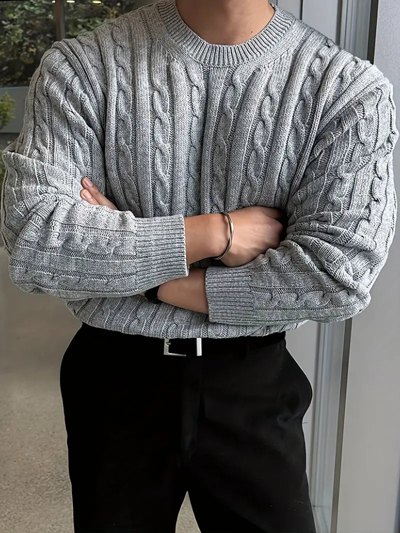 Mergim Lässiger Strickpullover Mit Langen Ärmeln