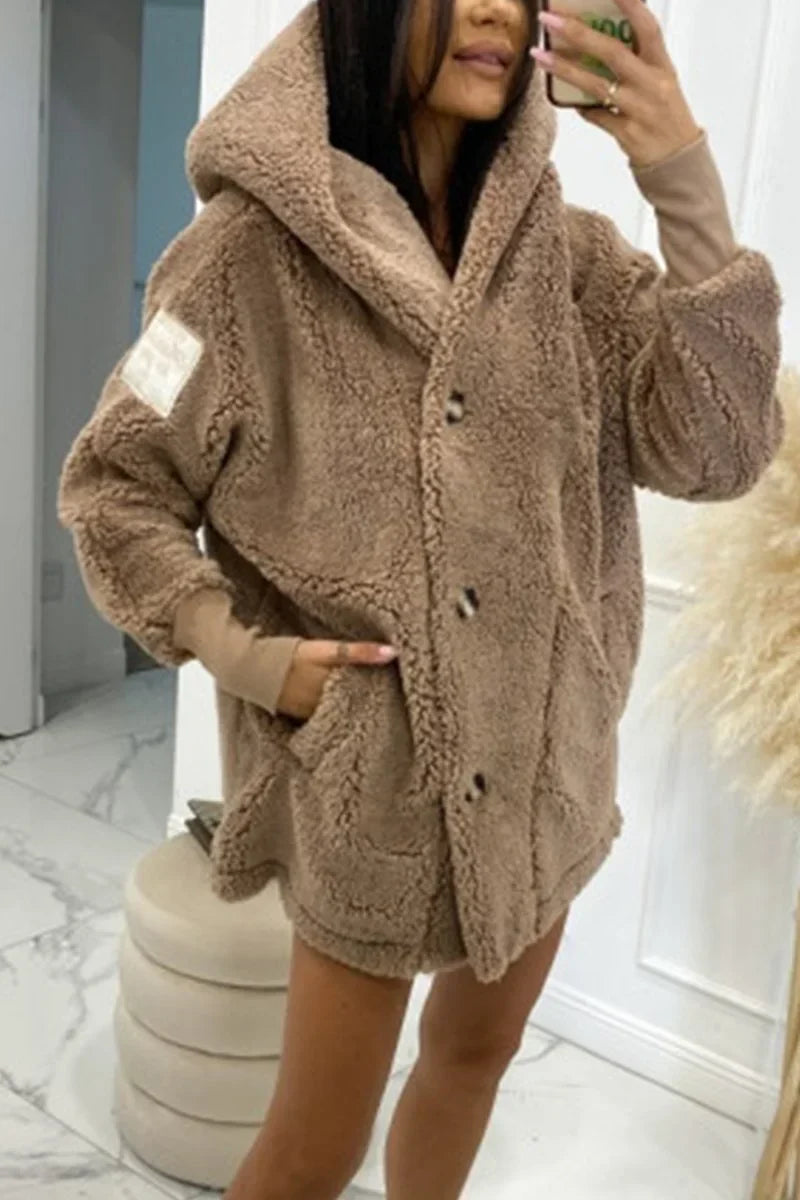 Kapuzenjacke Damen Regular Fit Herbst & Winter Plüsch