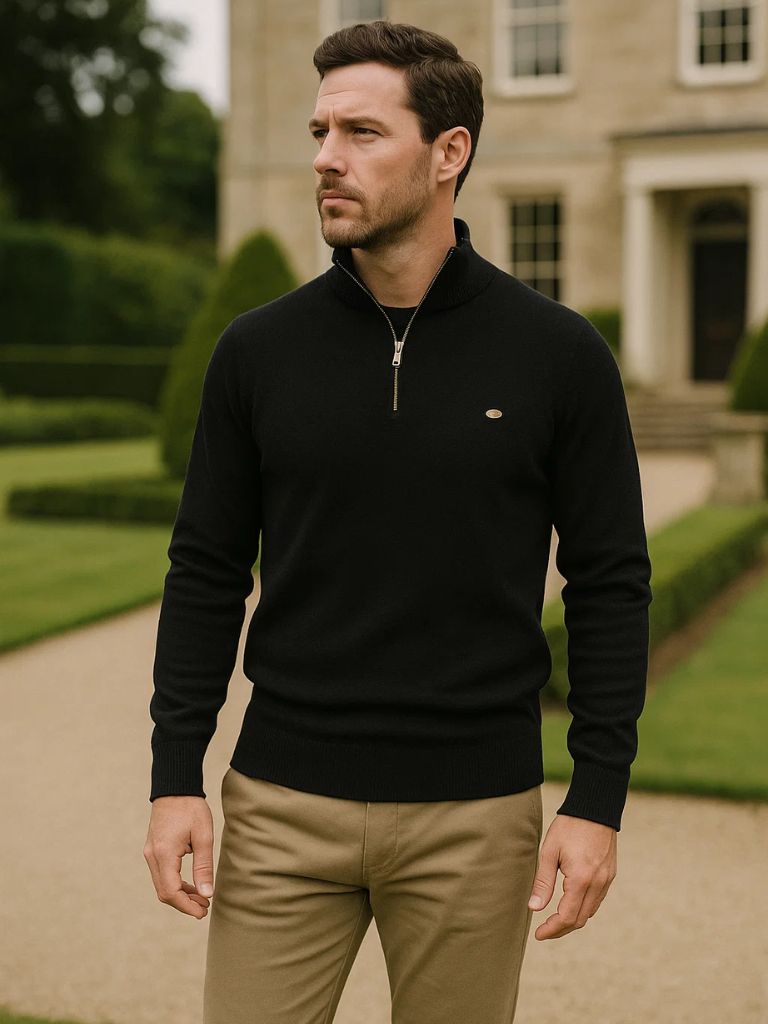 Eleganter Viertelzip-Pullover von Cross & Crown