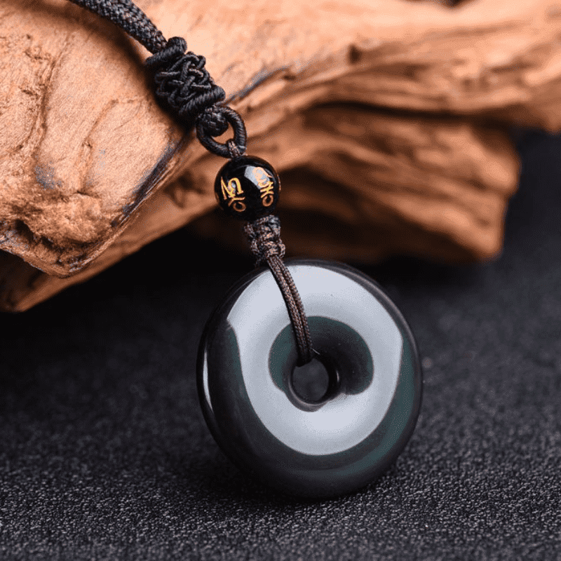 Halskette Unisex Tibetanischer Obsidian Schutz Schmuck