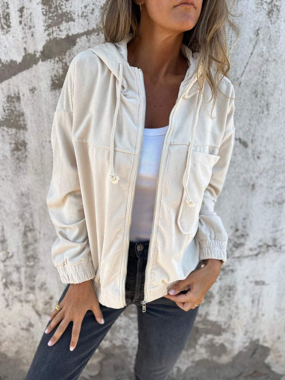 Freizeitjacke Damen Regular Fit Kapuze Frühling & Sommer
