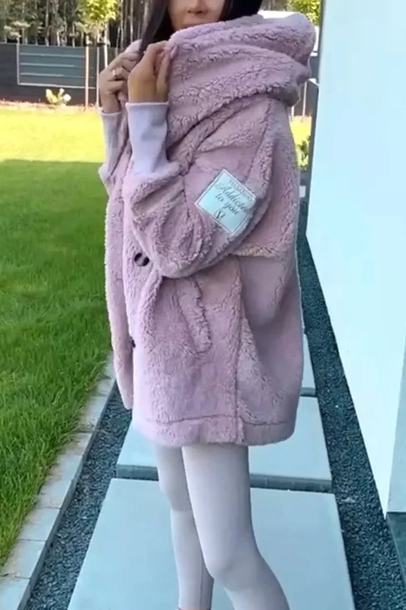 Kapuzenjacke Damen Regular Fit Herbst & Winter Plüsch