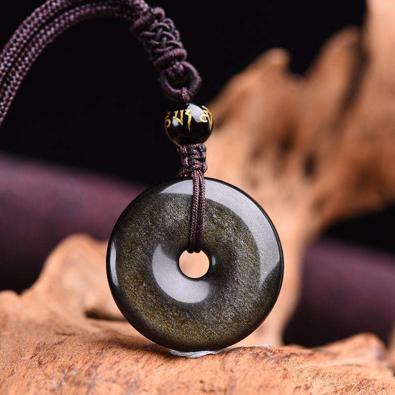 Halskette Unisex Tibetanischer Obsidian Schutz Schmuck