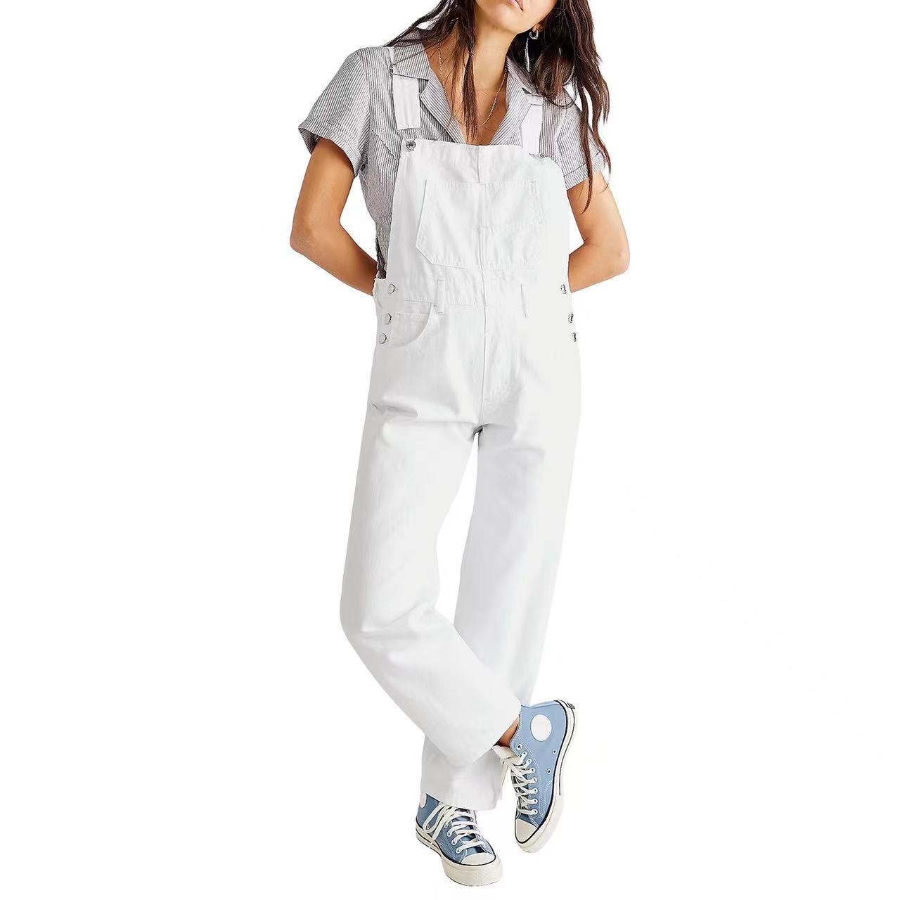 Damen Arbeitshose Latzhose Relaxed Fit Casual Streetstyle Freizeit