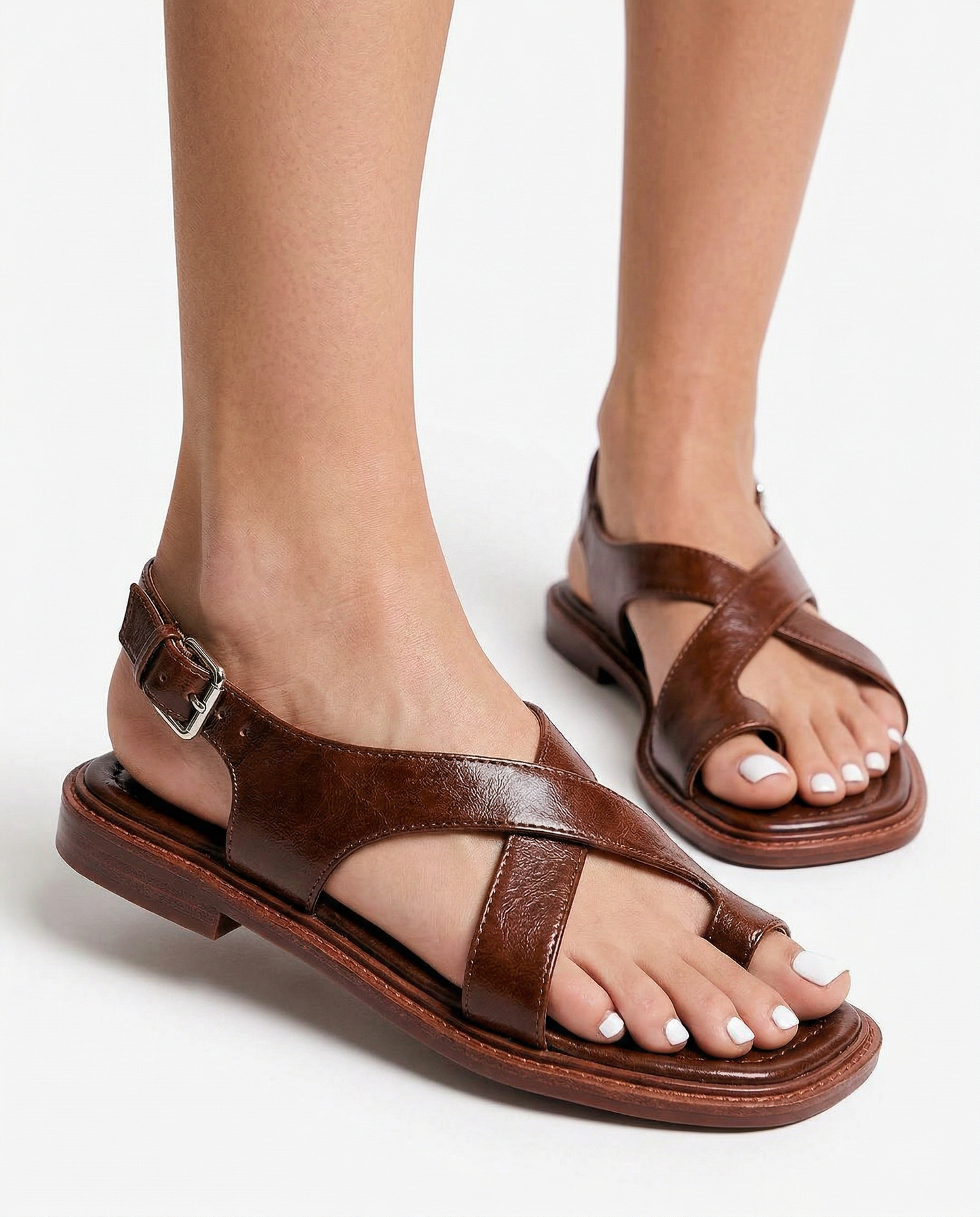Ledersandalen Damen Verstellbar Freizeit Sommer Komfort