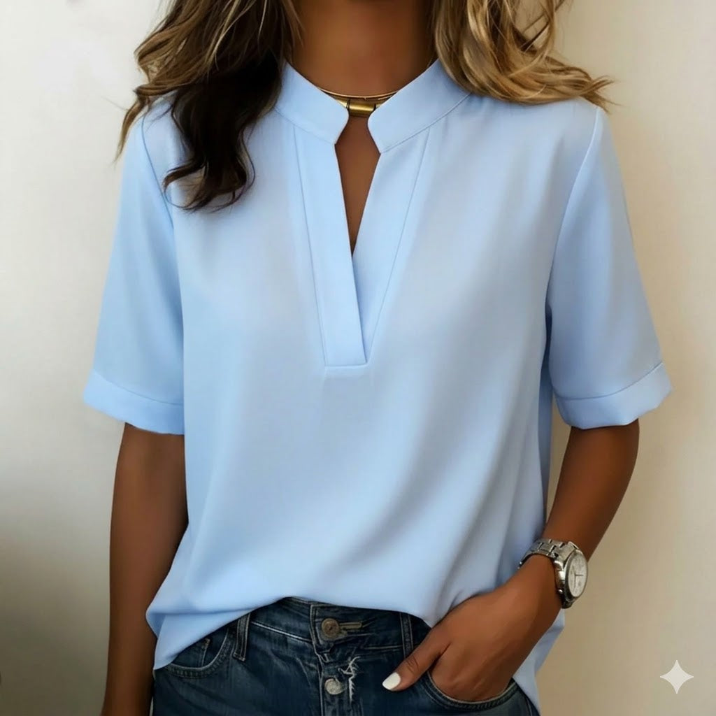Bluse Damen Elegant Sommer Casual Raffinierter Kragen