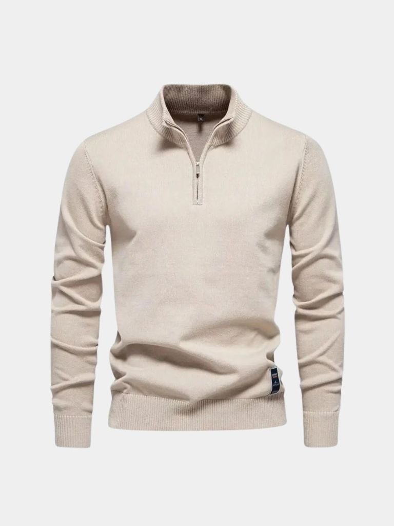 Einfarbiger Halbzip Cardigan Pullover - Cross & Crown