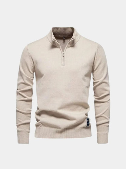 Einfarbiger Halbzip Cardigan Pullover - Cross & Crown