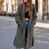 Damen Kapuzenmantel Knielang Relaxed Fit Freizeit