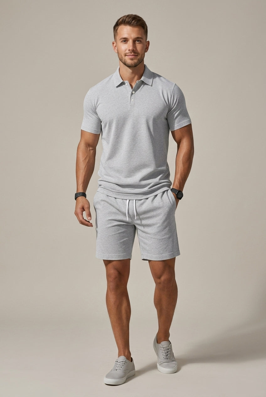 Zweiteiler Herren Slim Fit Casual Kurzarmhemd & Shorts