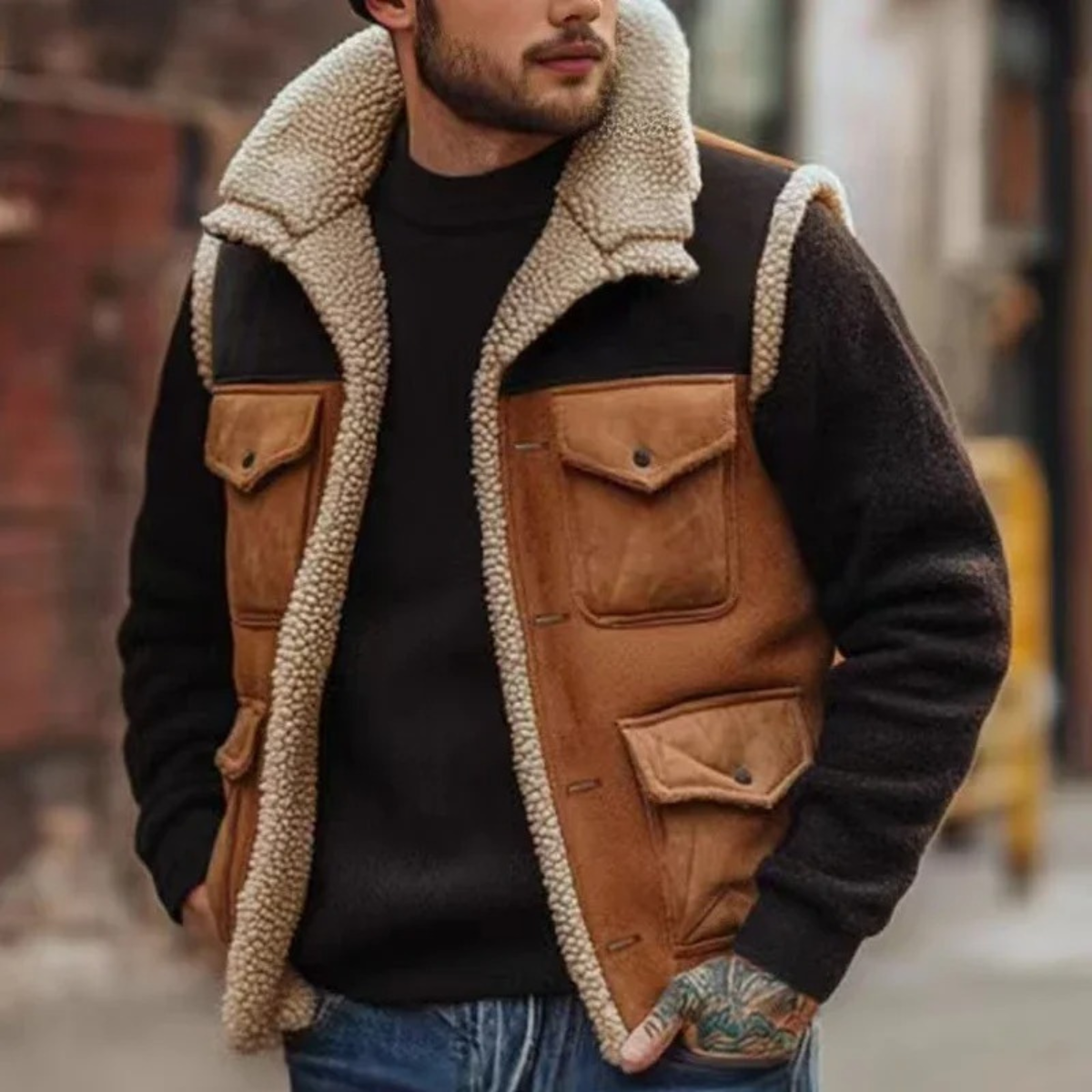 Utility Weste Herren Ärmellos Mit Innenfutter Und Aufgesetzten Taschen