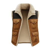 Gilet utilitaire homme sans manches, doublé, à poches plaquées