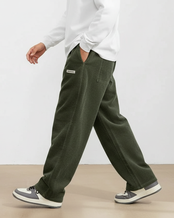 Herrenhose Gerade Form Elastischer Bund Freizeit