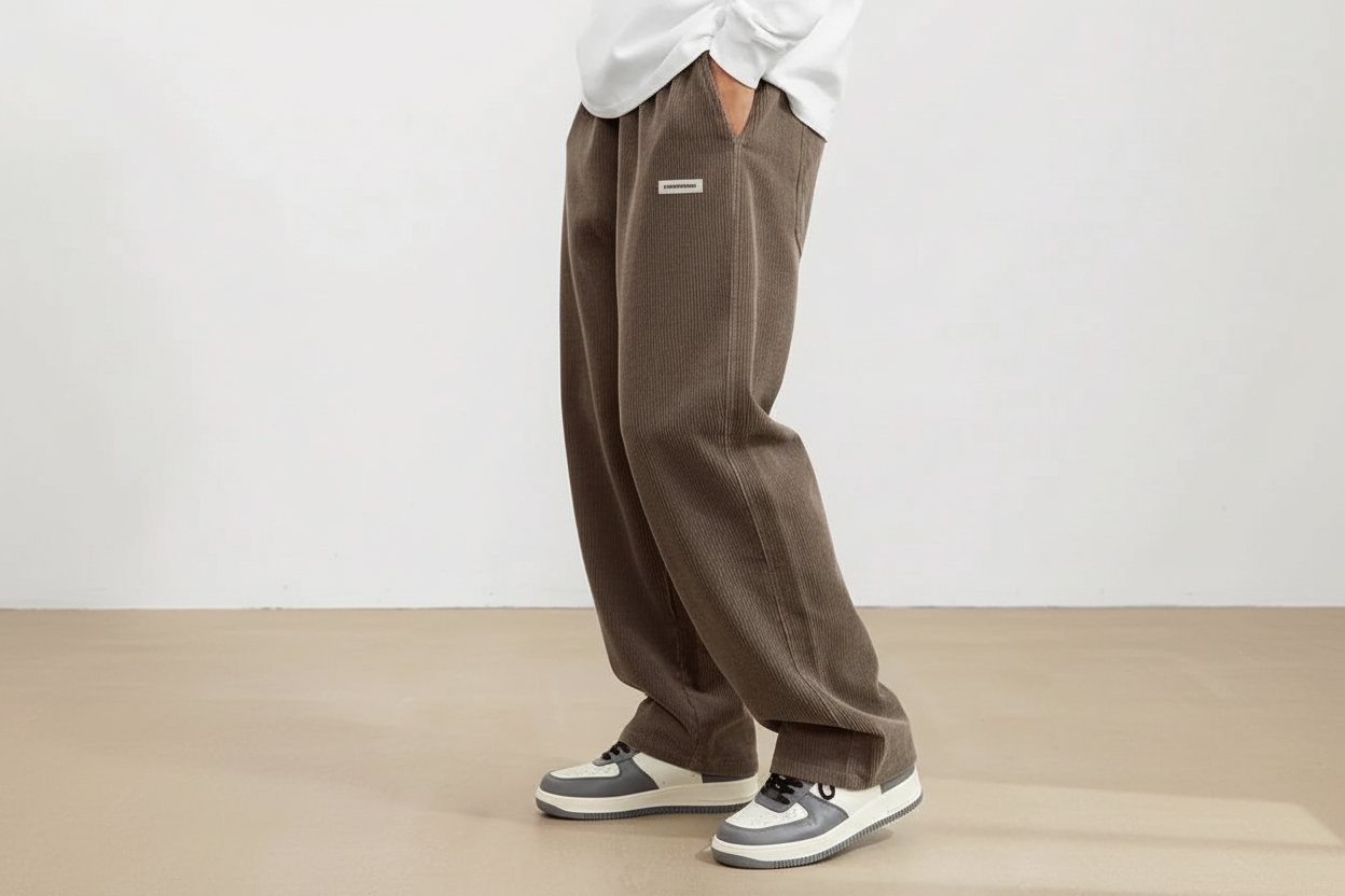 Herrenhose Gerade Form Elastischer Bund Freizeit