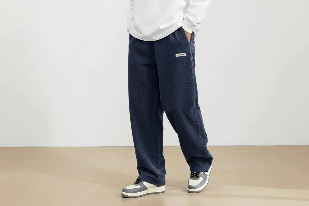 Herrenhose Gerade Form Elastischer Bund Freizeit
