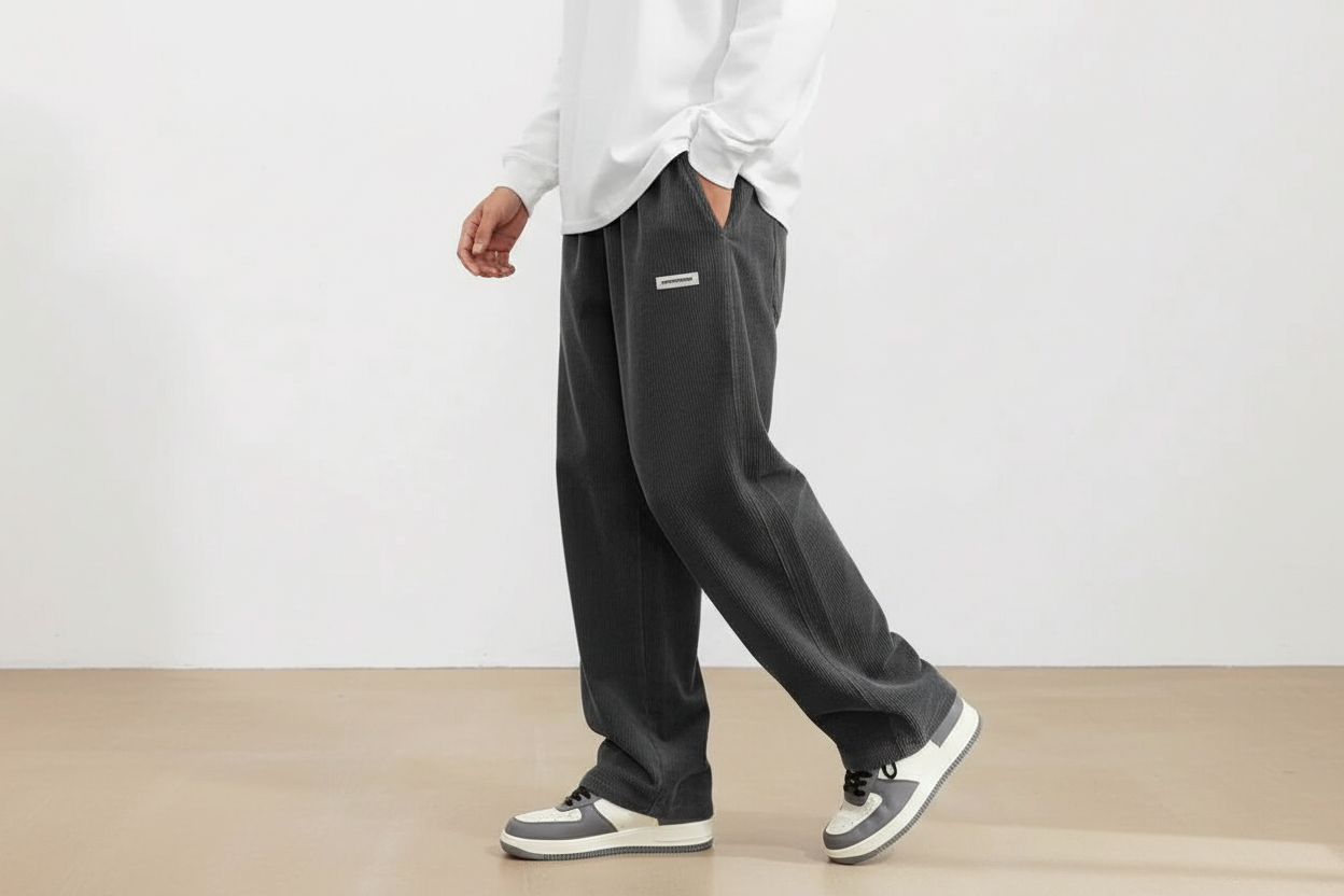 Herrenhose Gerade Form Elastischer Bund Freizeit
