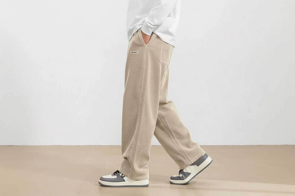 Herrenhose Gerade Form Elastischer Bund Freizeit