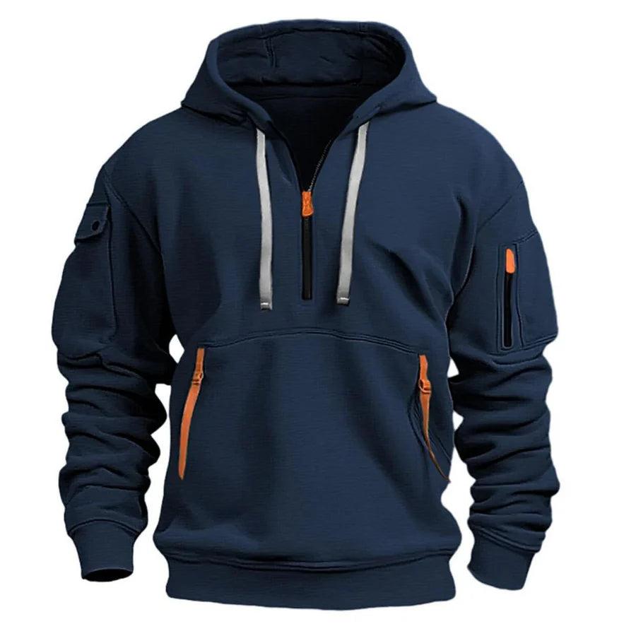 Kapuzenpullover Herren Regular Fit Freizeit mit Reißverschlusstaschen