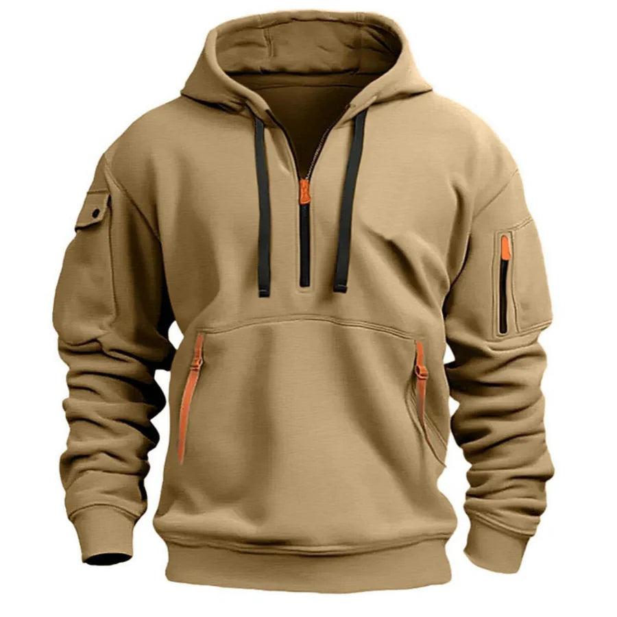 Kapuzenpullover Herren Regular Fit Freizeit mit Reißverschlusstaschen