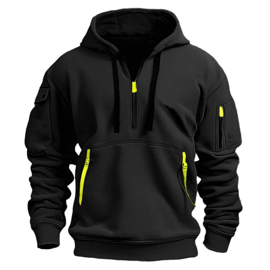 Kapuzenpullover Herren Regular Fit Freizeit mit Reißverschlusstaschen