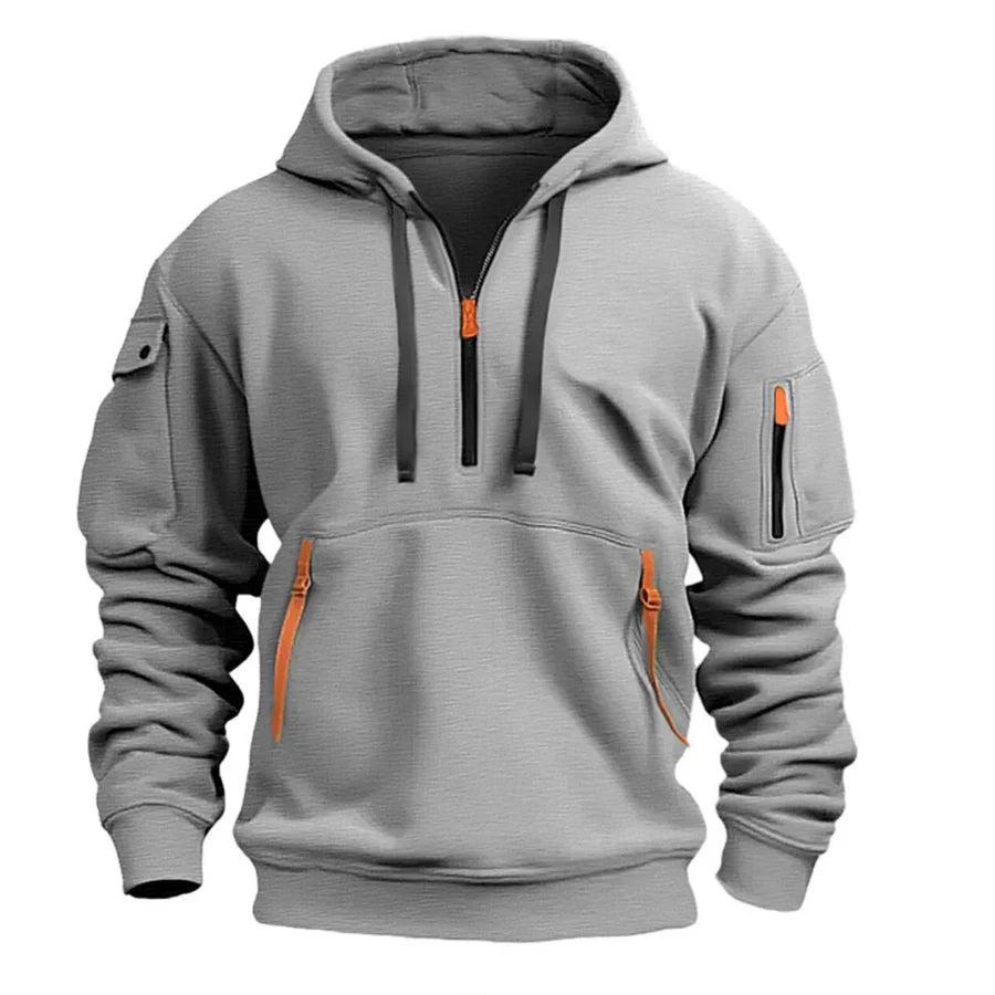 Kapuzenpullover Herren Regular Fit Freizeit mit Reißverschlusstaschen