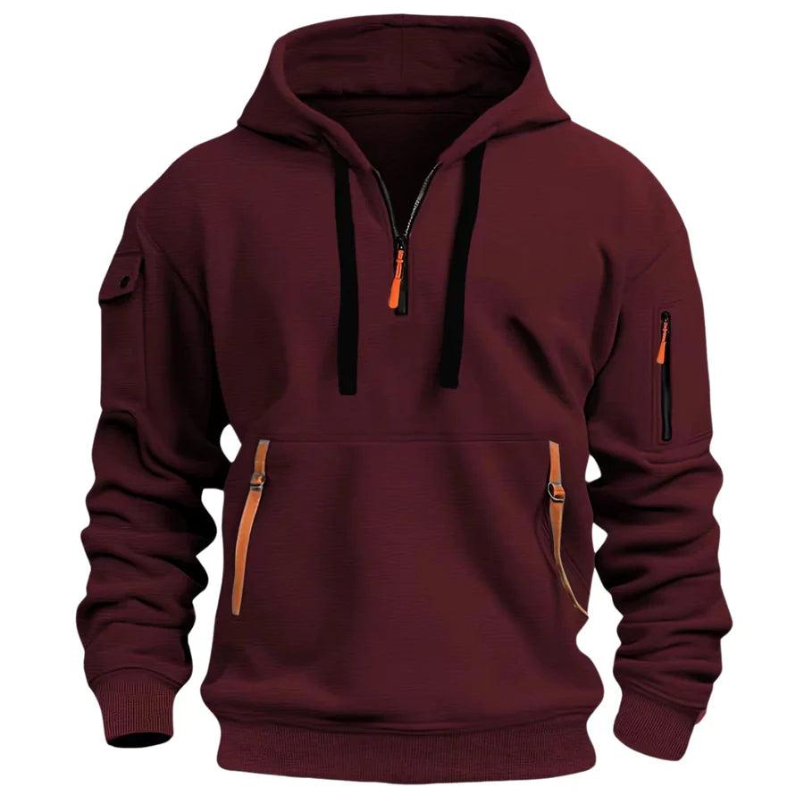 Kapuzenpullover Herren Regular Fit Freizeit mit Reißverschlusstaschen
