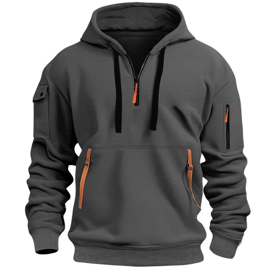 Kapuzenpullover Herren Regular Fit Freizeit mit Reißverschlusstaschen