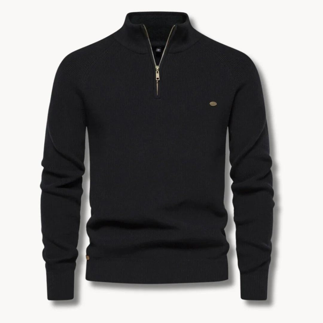 Pullover Herren Regular Fit Stehkragen Halb-Reißverschluss Freizeit