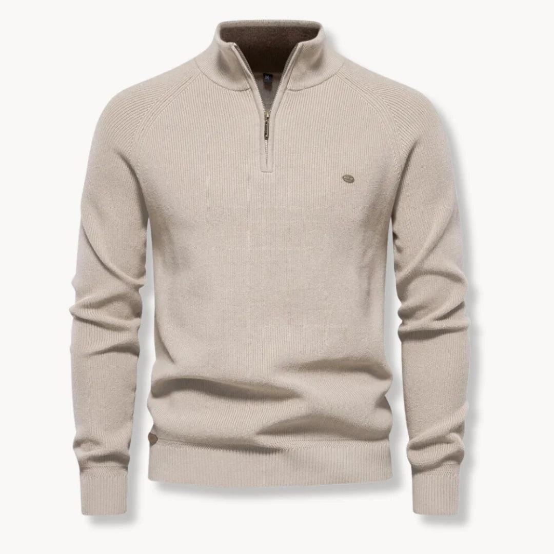 Pullover Herren Regular Fit Stehkragen Halb-Reißverschluss Freizeit