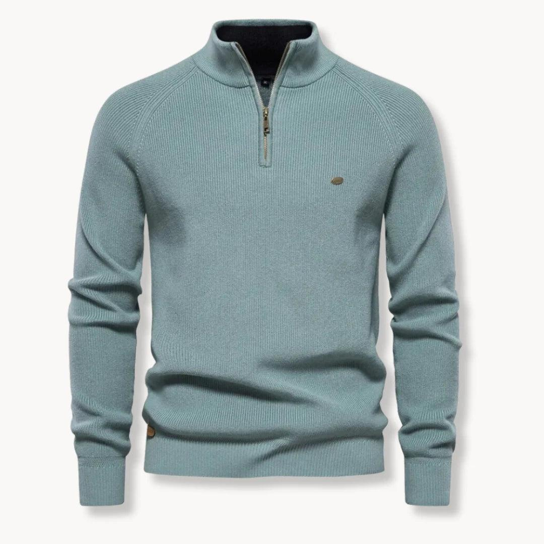 Pullover Herren Regular Fit Stehkragen Halb-Reißverschluss Freizeit