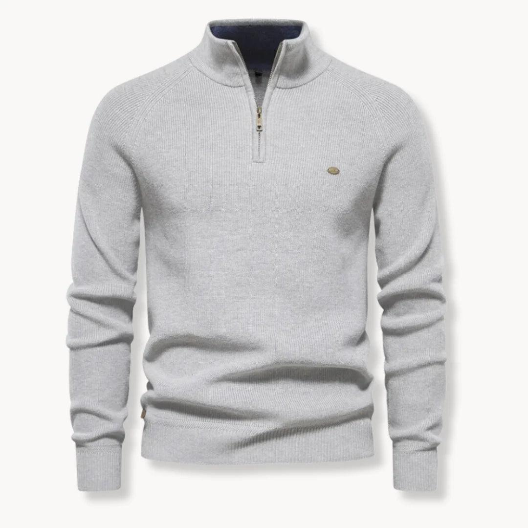 Pullover Herren Regular Fit Stehkragen Halb-Reißverschluss Freizeit
