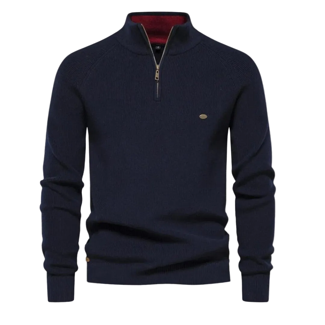 Pullover Herren Regular Fit Stehkragen Halb-Reißverschluss Freizeit