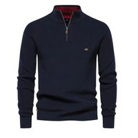 Pullover Herren Regular Fit Stehkragen Halb-Reißverschluss Freizeit