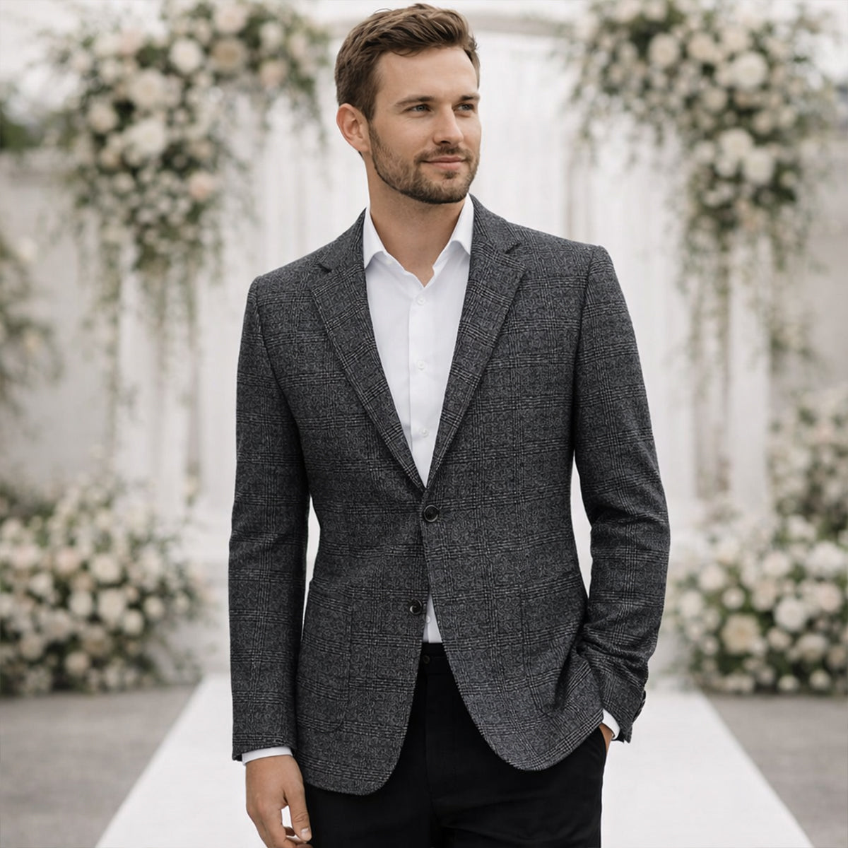Sakko Herren Regular Fit Business mit Reverskragen und Taschen