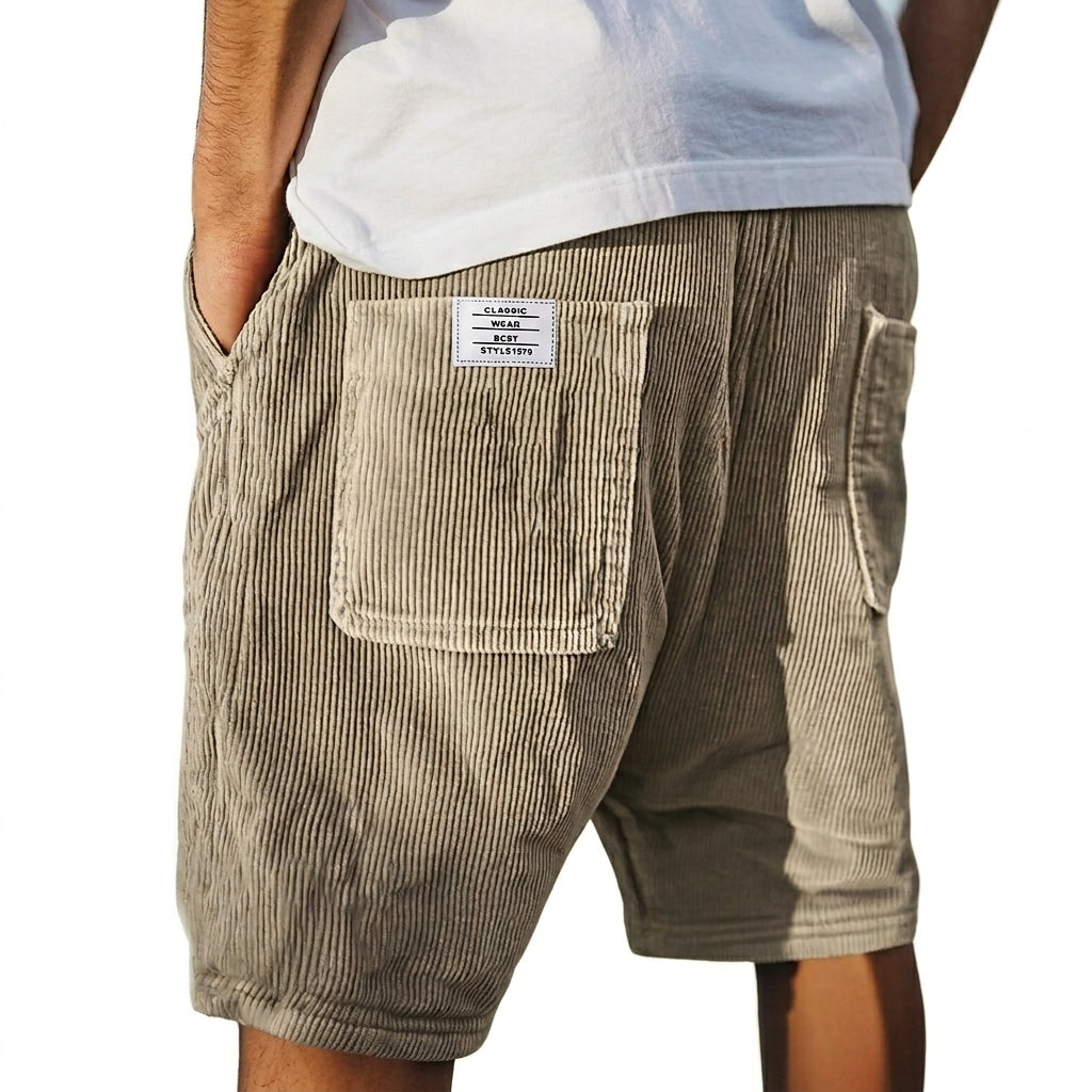 Shorts Herren Regular Fit Freizeit Rippenstruktur mit Taschen