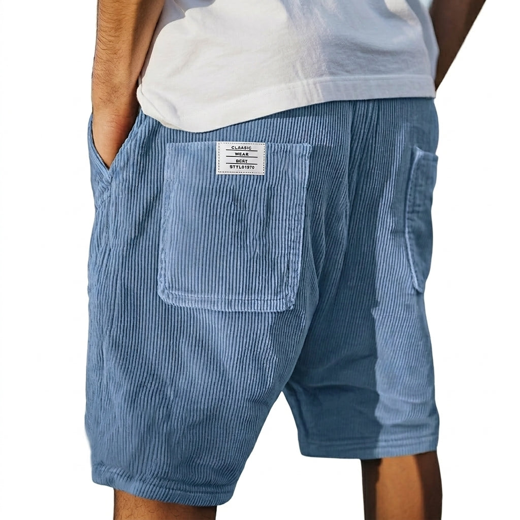Shorts Herren Regular Fit Freizeit Rippenstruktur mit Taschen