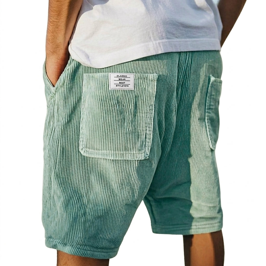 Shorts Herren Regular Fit Freizeit Rippenstruktur mit Taschen