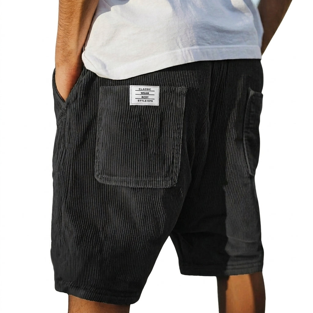 Shorts Herren Regular Fit Freizeit Rippenstruktur mit Taschen