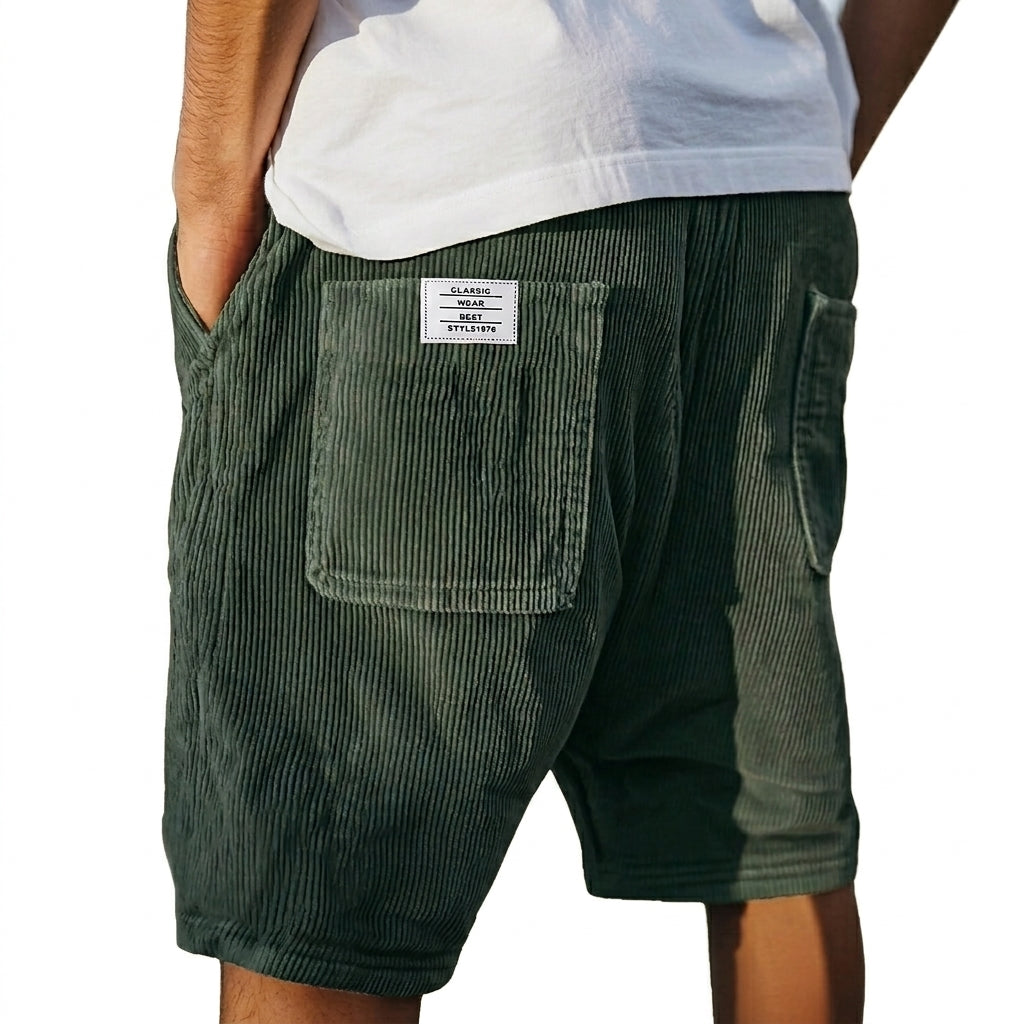 Shorts Herren Regular Fit Freizeit Rippenstruktur mit Taschen
