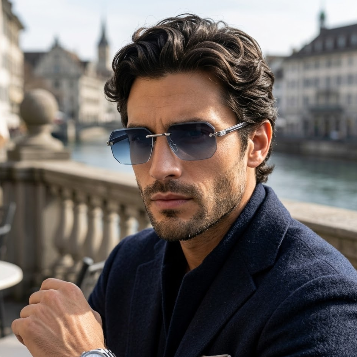 Sonnenbrille Herren Randlos Geometrisch Metallsteg