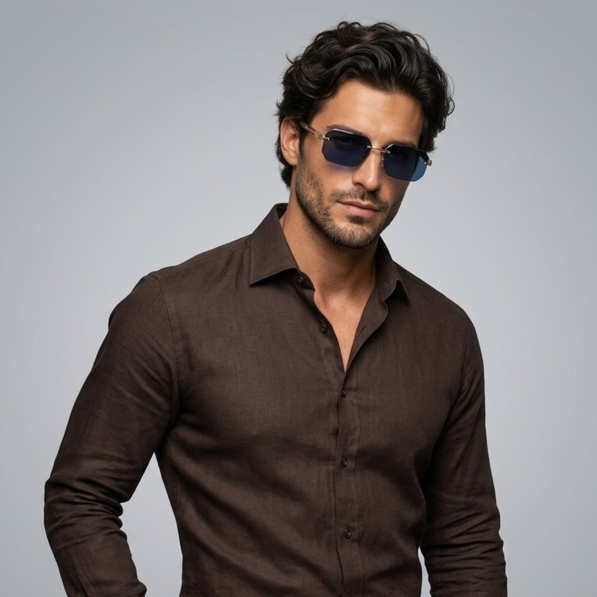 Sonnenbrille Herren Randlos Geometrisch Metallsteg