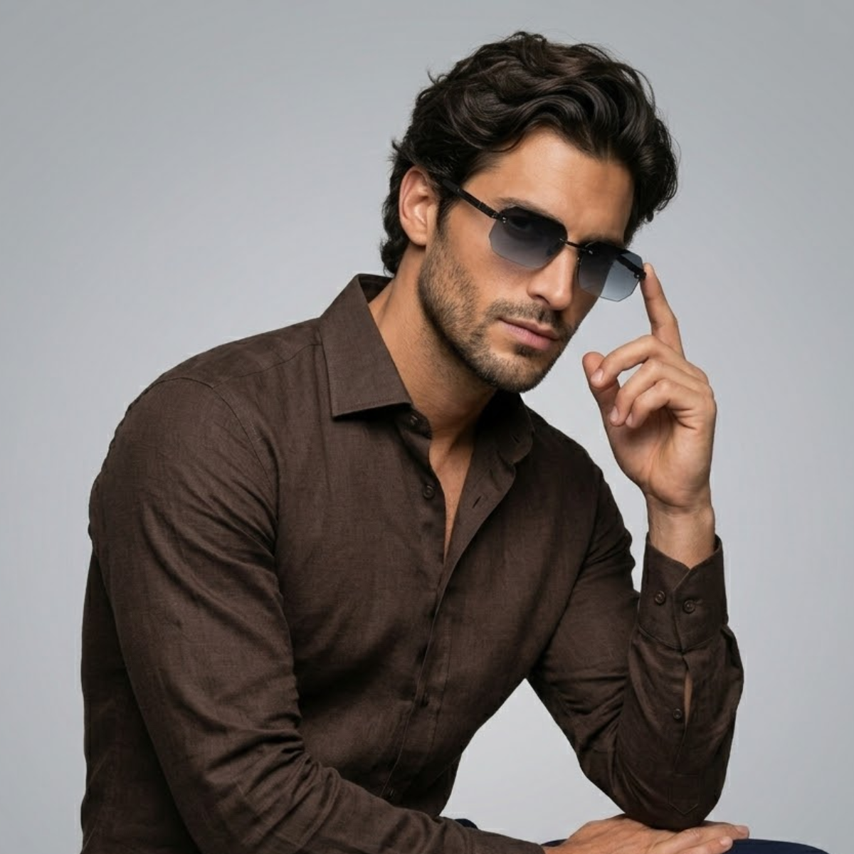 Sonnenbrille Herren Randlos Geometrisch Metallsteg