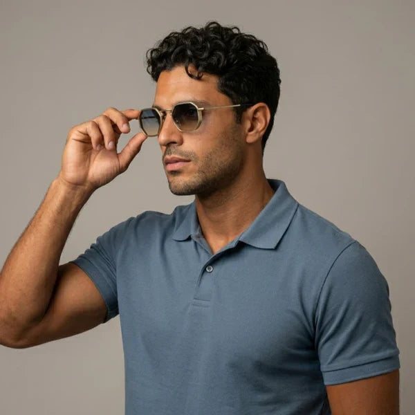 Sonnenbrille Herren Geometrisch Vollrand Winkelsteg Verstellbar